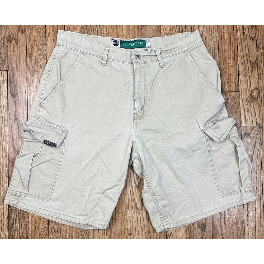 Vintage Levi's Silvertab Khaki Baggy Loose Cargo Shorts Men's Size‎ 33